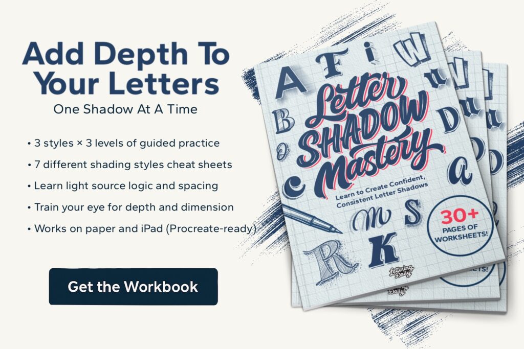 Workbook for mastering letter shading techniques.