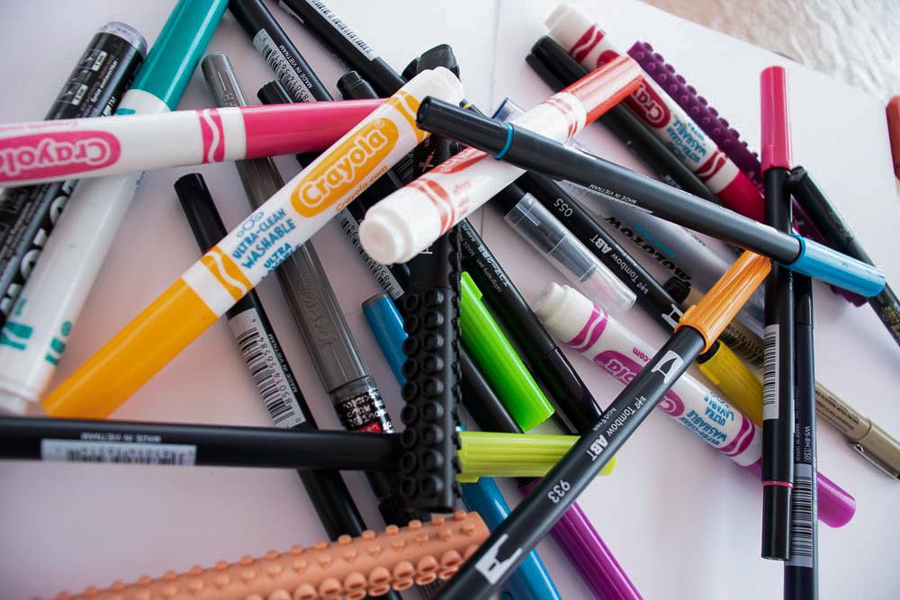 A wide selection of different brush pens