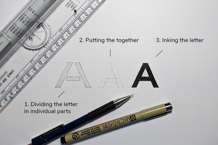 how to draw a sans serif letter A