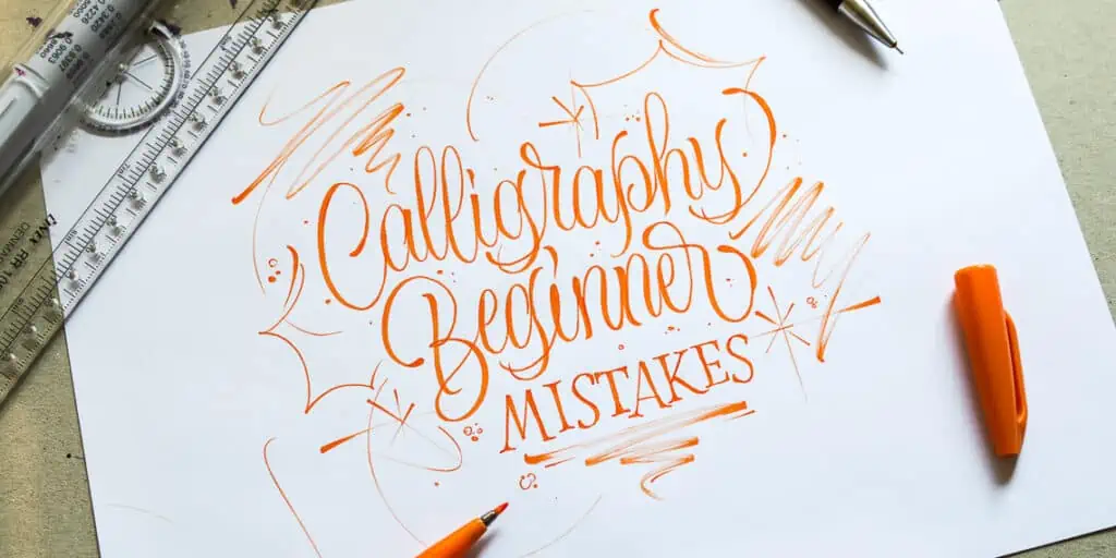 Calligraphy tips for beginners on white paper.