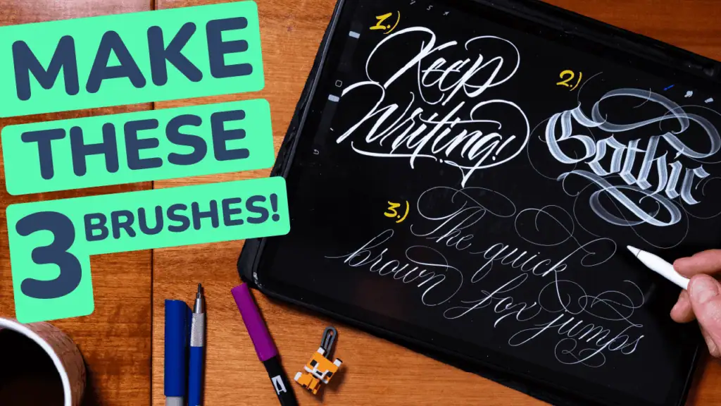 Digital calligraphy tutorial on a tablet