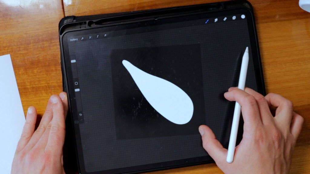 Digital drawing of a teardrop shape