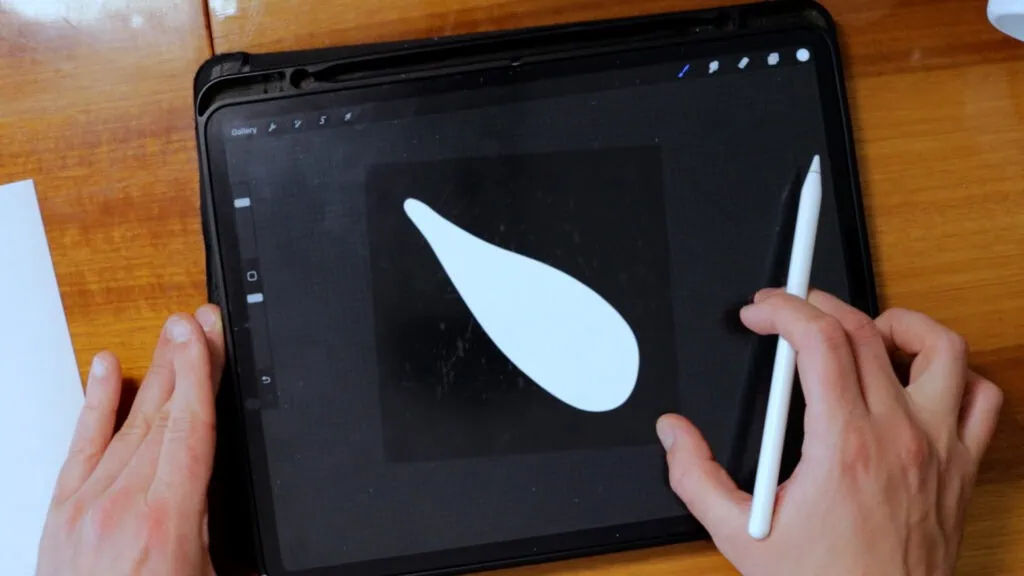 Digital drawing of a teardrop shape