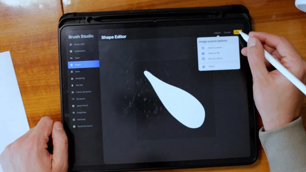 Editing a shape in Brush Studio app.
