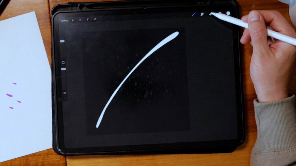 Digital drawing of a curved line