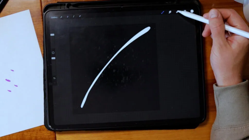 Digital drawing of a curved line