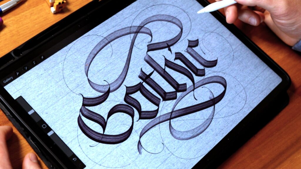 Digital calligraphy with the word 'Gothic'