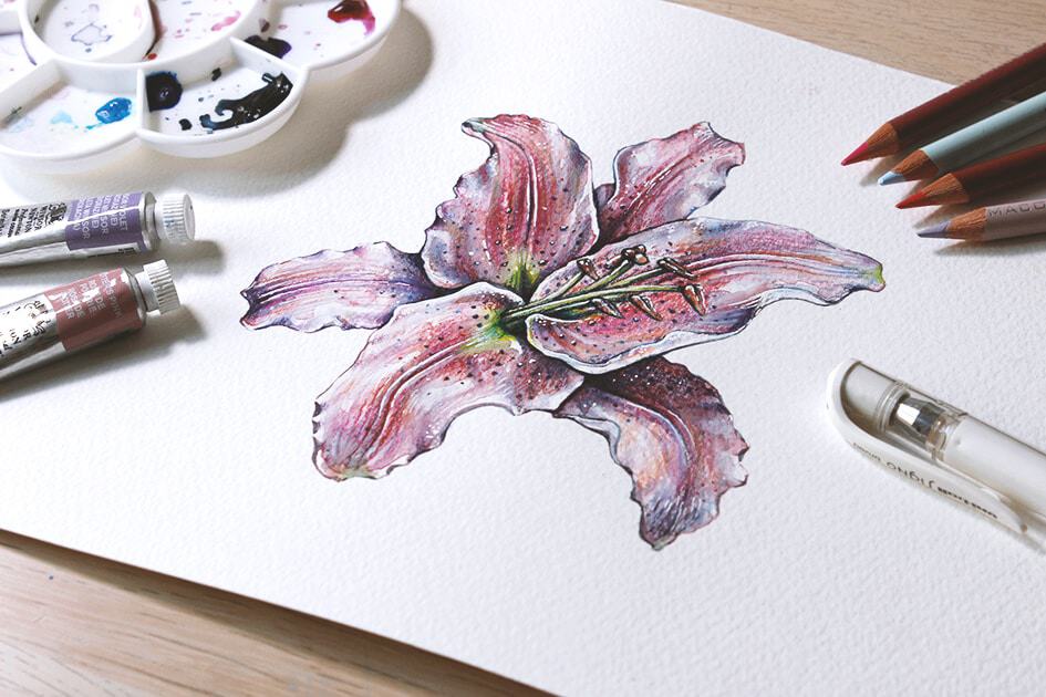 How to create watercolor flowers - Lettering Daily