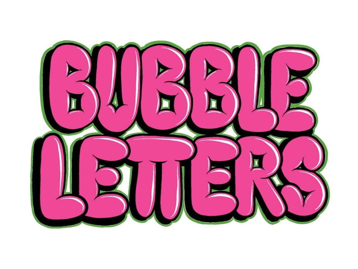 The word is in bubble letters