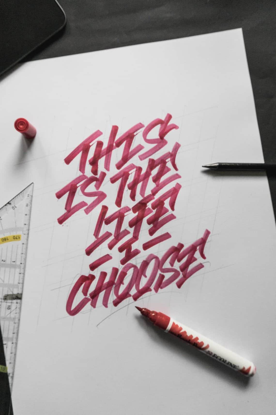 Brush lettering composition for beginners -Lettering Daily