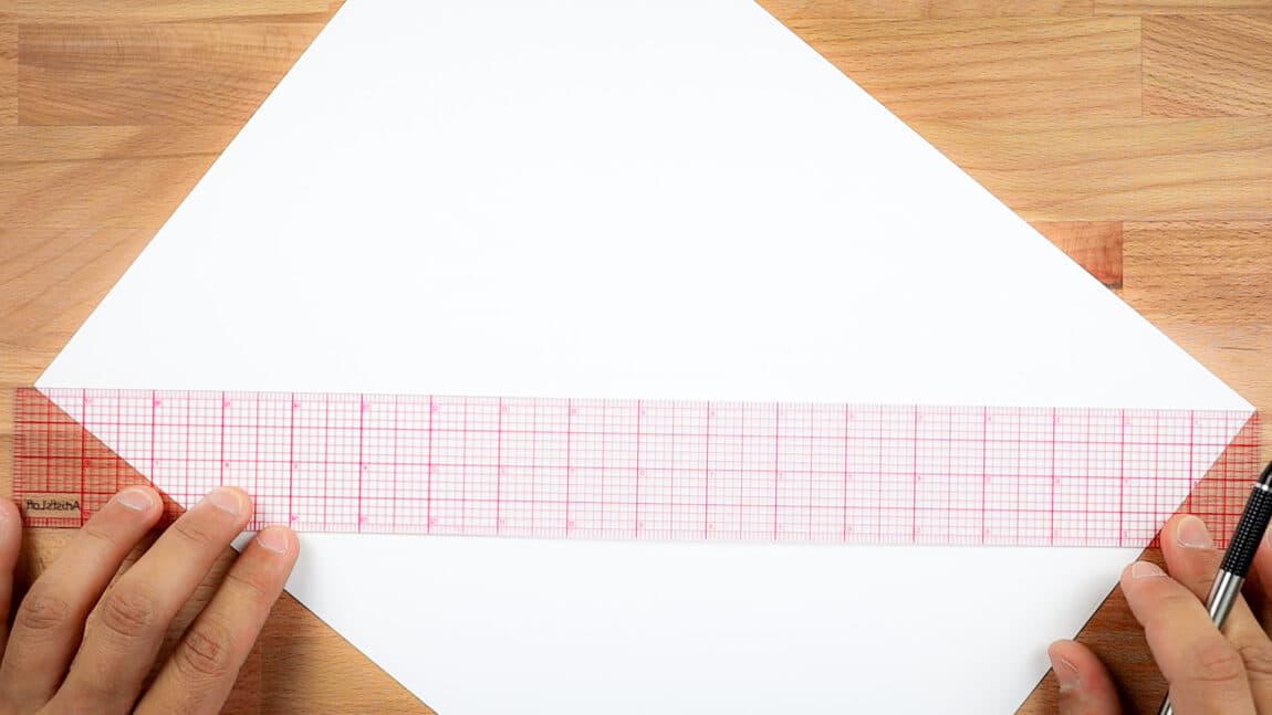 connecting the corners of an A4 piece of paper