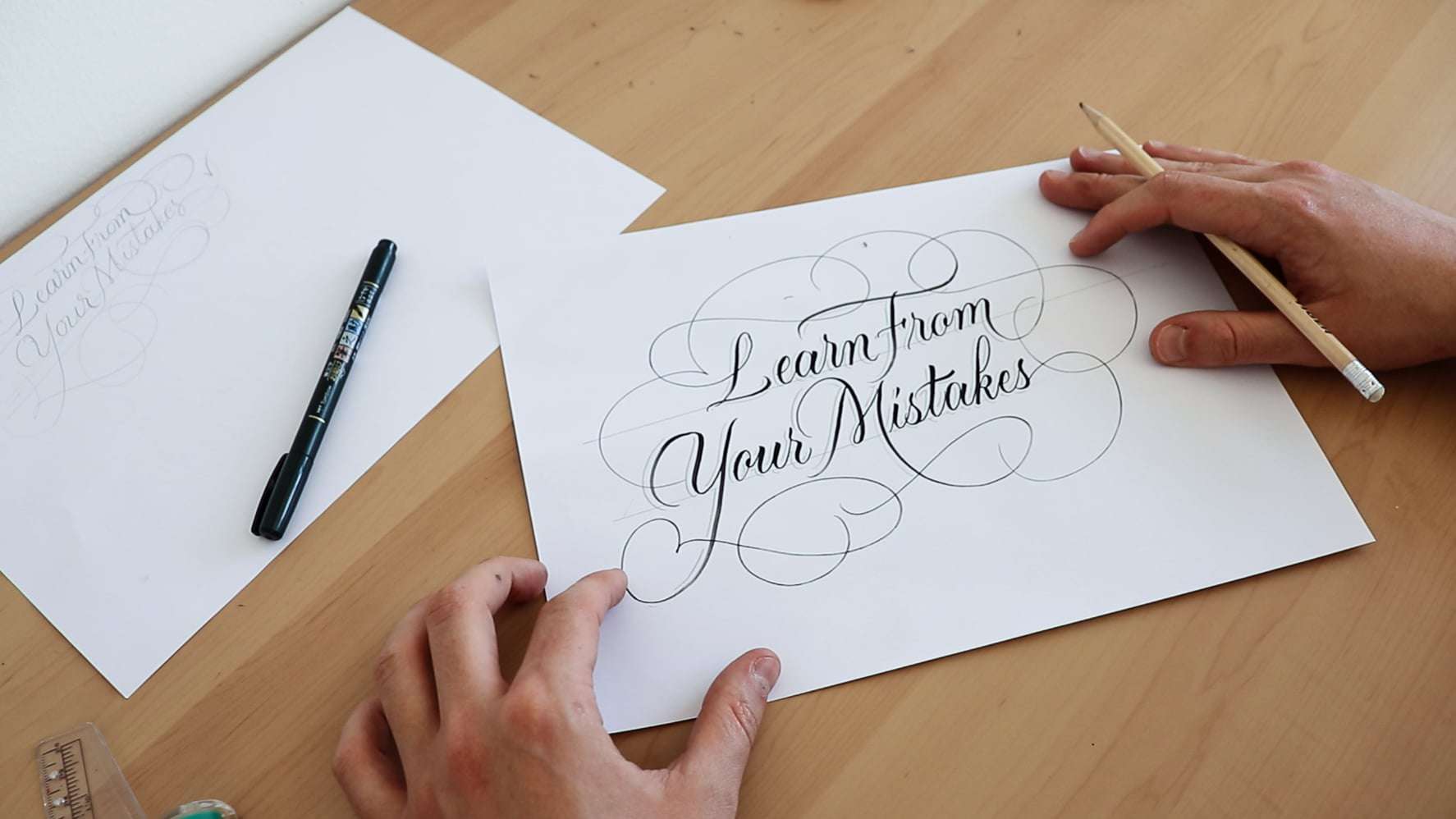 Learn from your mistakes - Brush lettering example