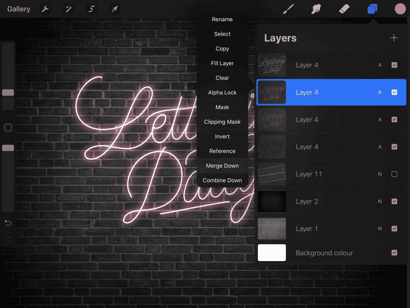 How To Create Neon Lettering In Procreate - Lettering Daily