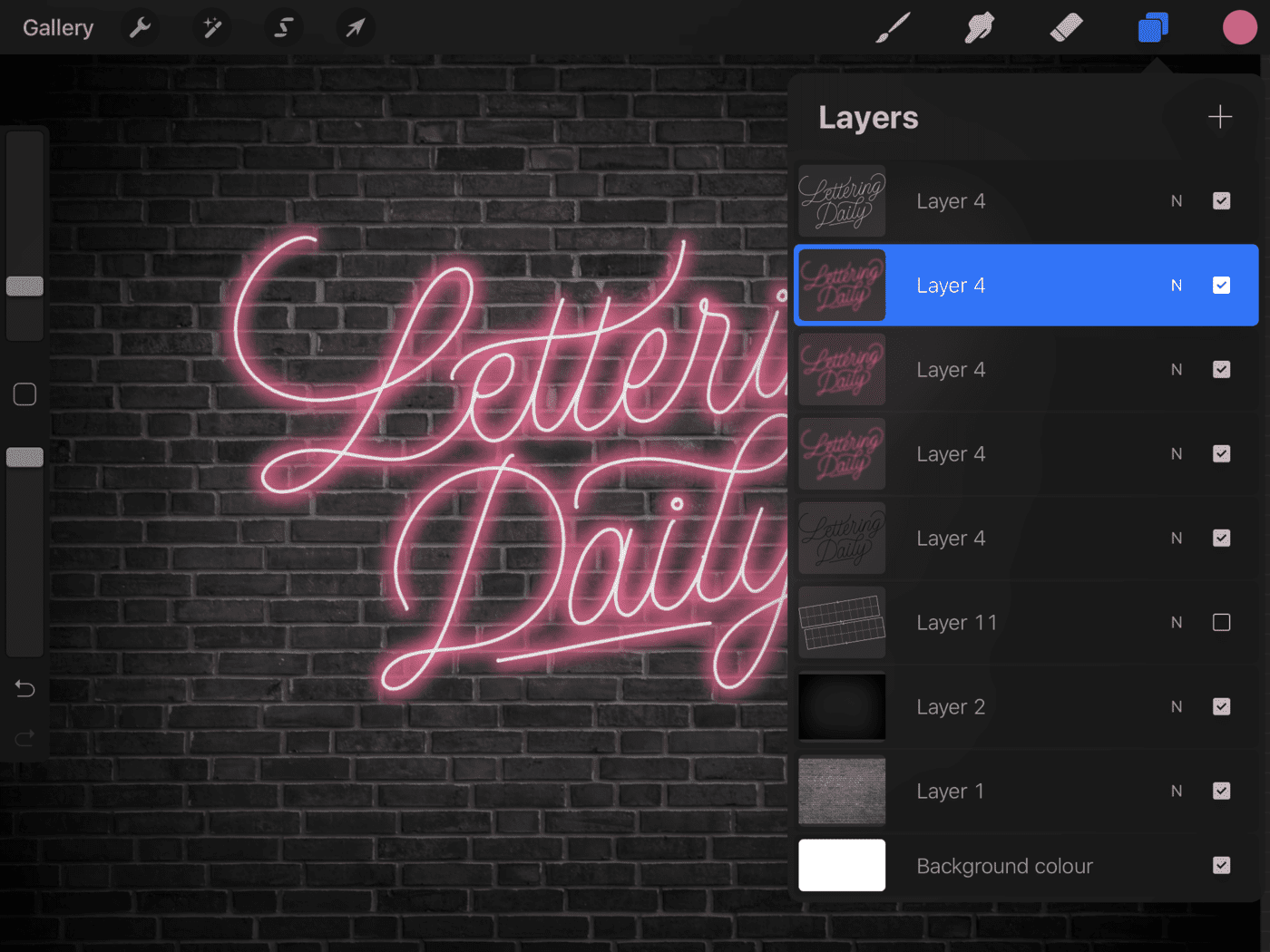 How To Create Neon Lettering In Procreate - Lettering Daily