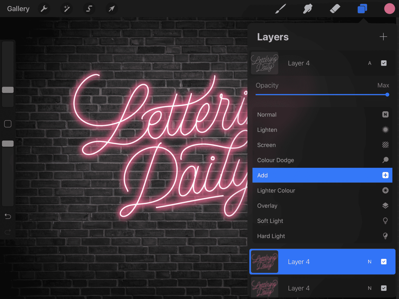 How To Create Neon Lettering In Procreate - Lettering Daily