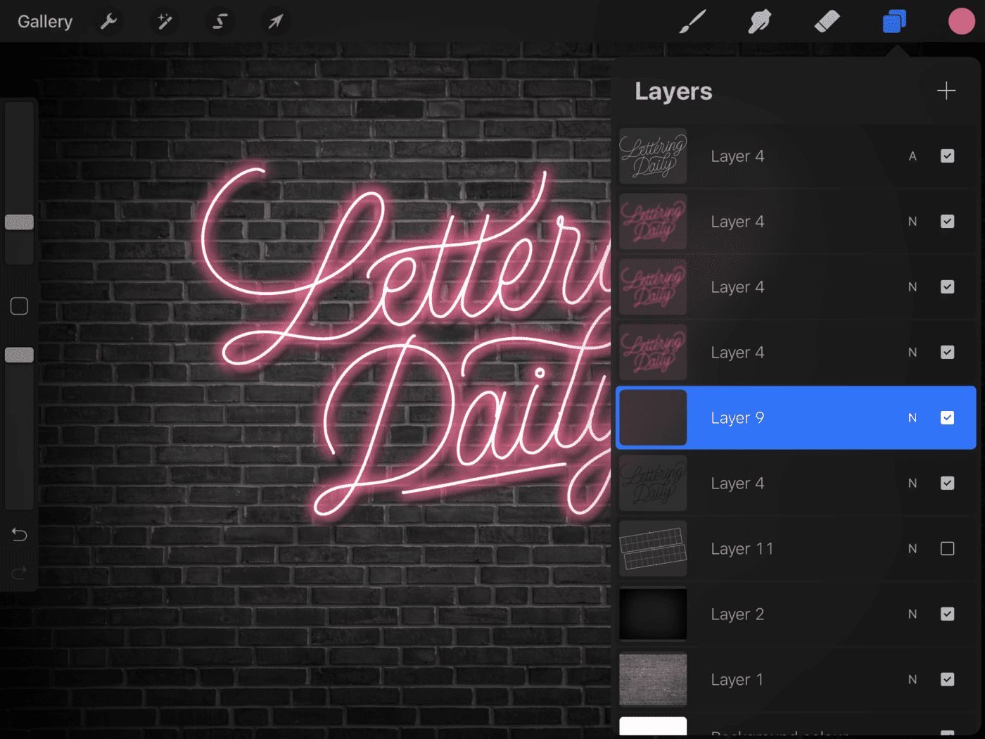 How To Create Neon Lettering In Procreate - Lettering Daily