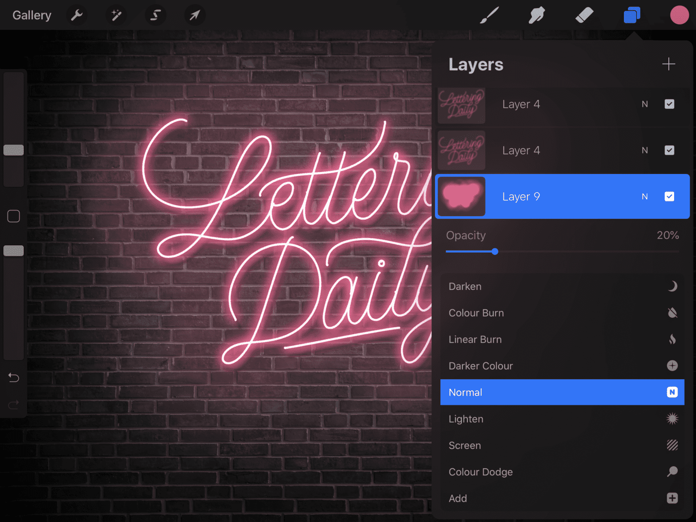 How To Create Neon Lettering In Procreate - Lettering Daily