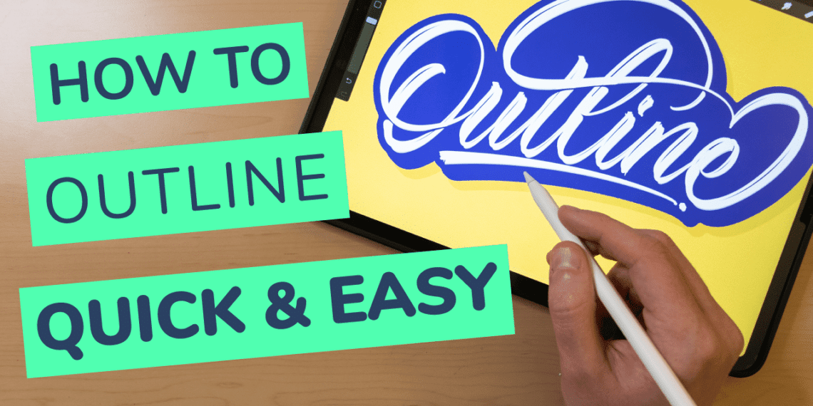 How to outline your lettering in Procreate quick and easy thumbnail for youtube + cover photo - Lettering Daily-01-01