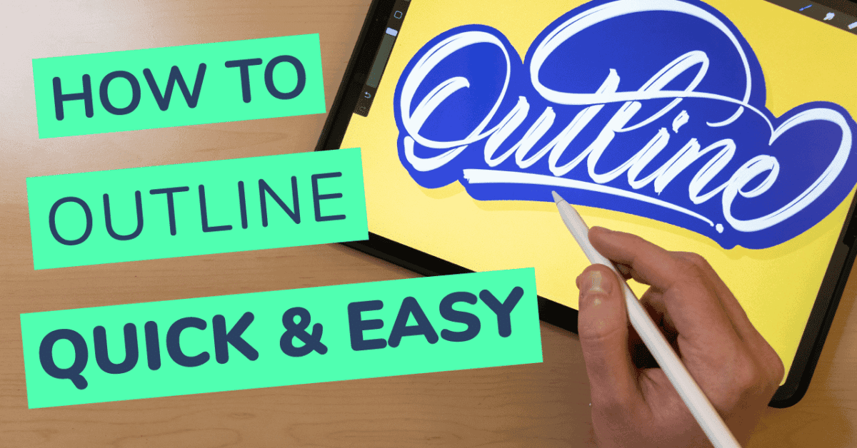 How to outline your lettering in Procreate quick and easy thumbnail for youtube + cover photo - Lettering Daily-01-01