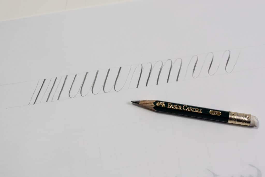 Pencil calligraphy drills based on pressure.