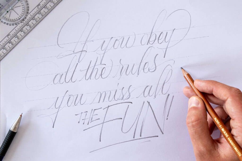 modern calligraphy with a pencil. 