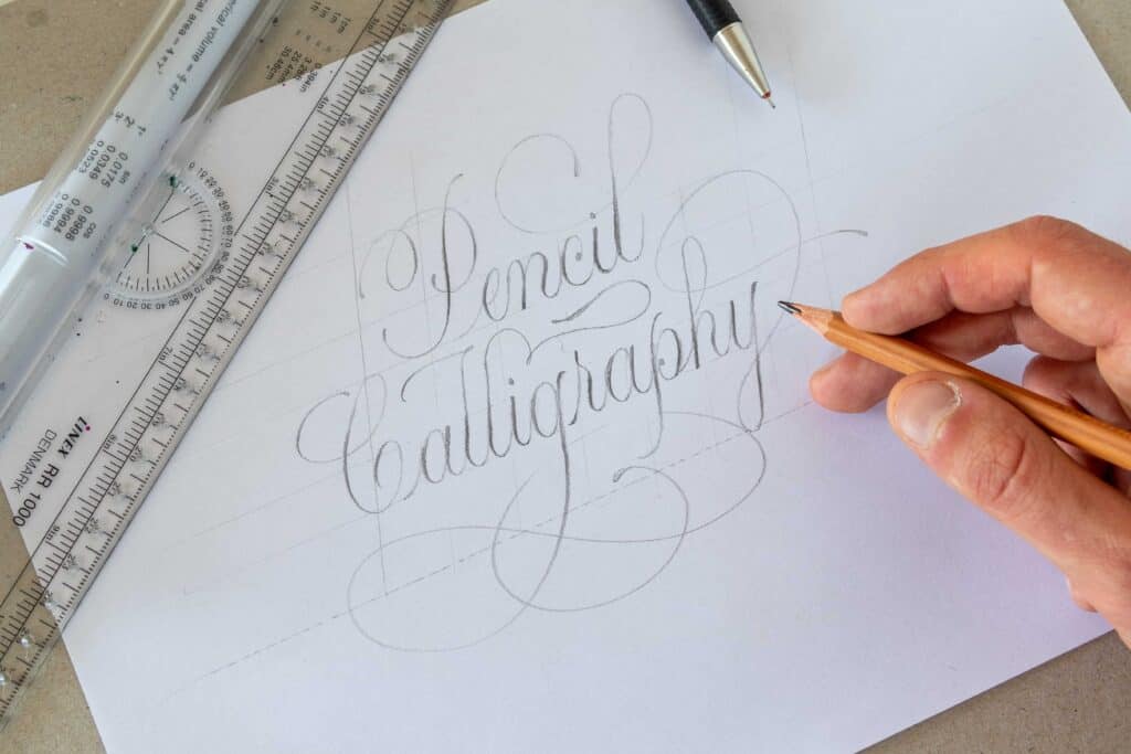 Pencil calligraphy example.