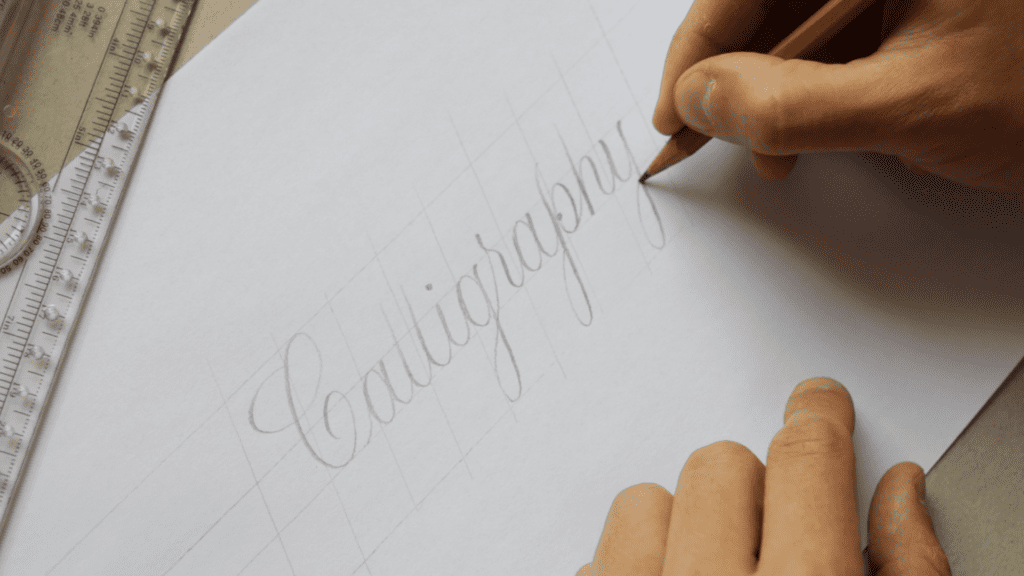 Pencil calligraphy sample image. 