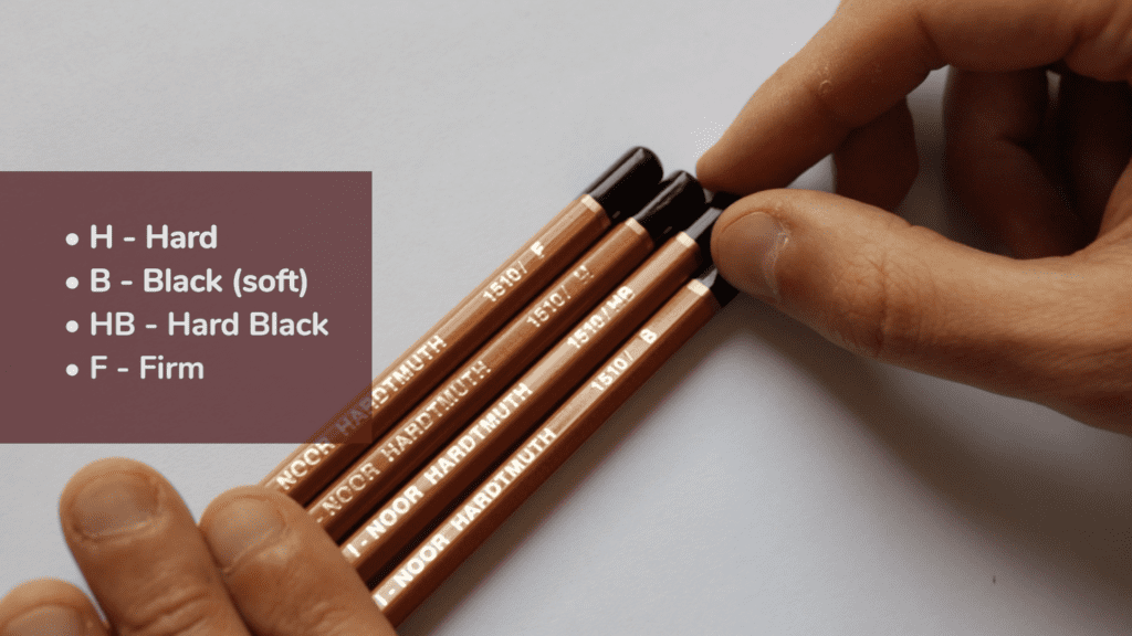 Showing the different types of pencils.