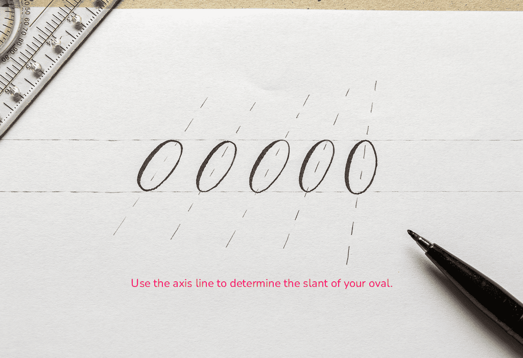 Using the axis line to determine the direction of the oval.