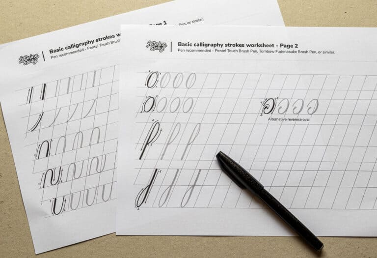 The Basic Calligraphy Strokes Guide (+FREE Worksheet) Lettering Daily