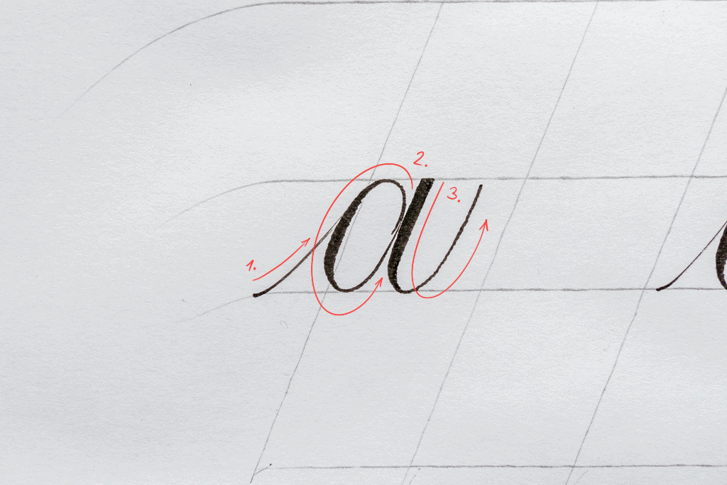 The letter a in calligraphy. 
