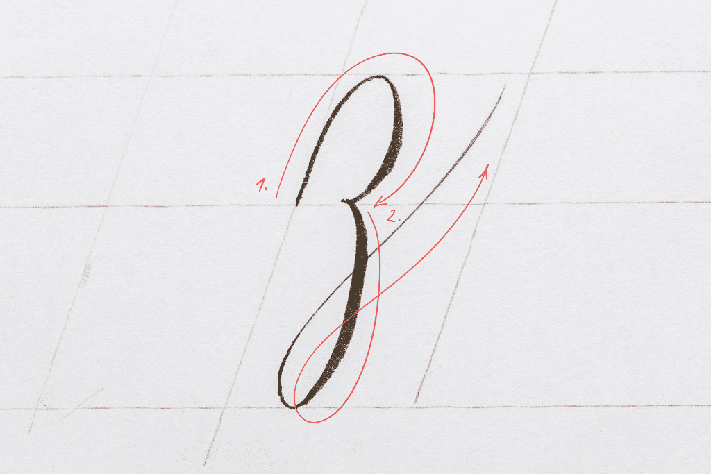 The letter z in calligraphy. 