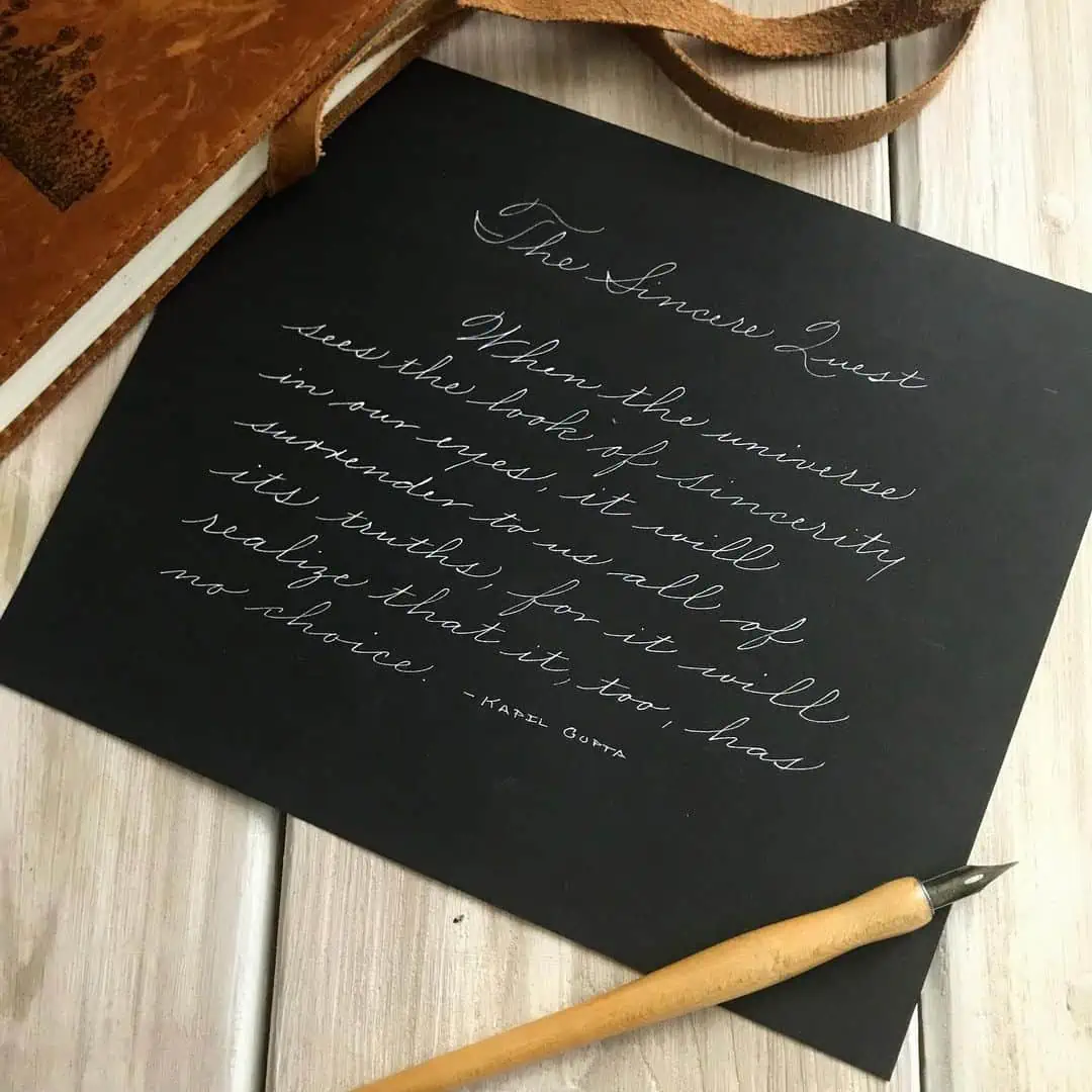 Inspirational quote on sincerity handwritten on paper.