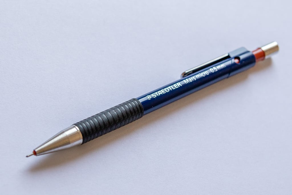 Mechanical pencil for calligraphy.