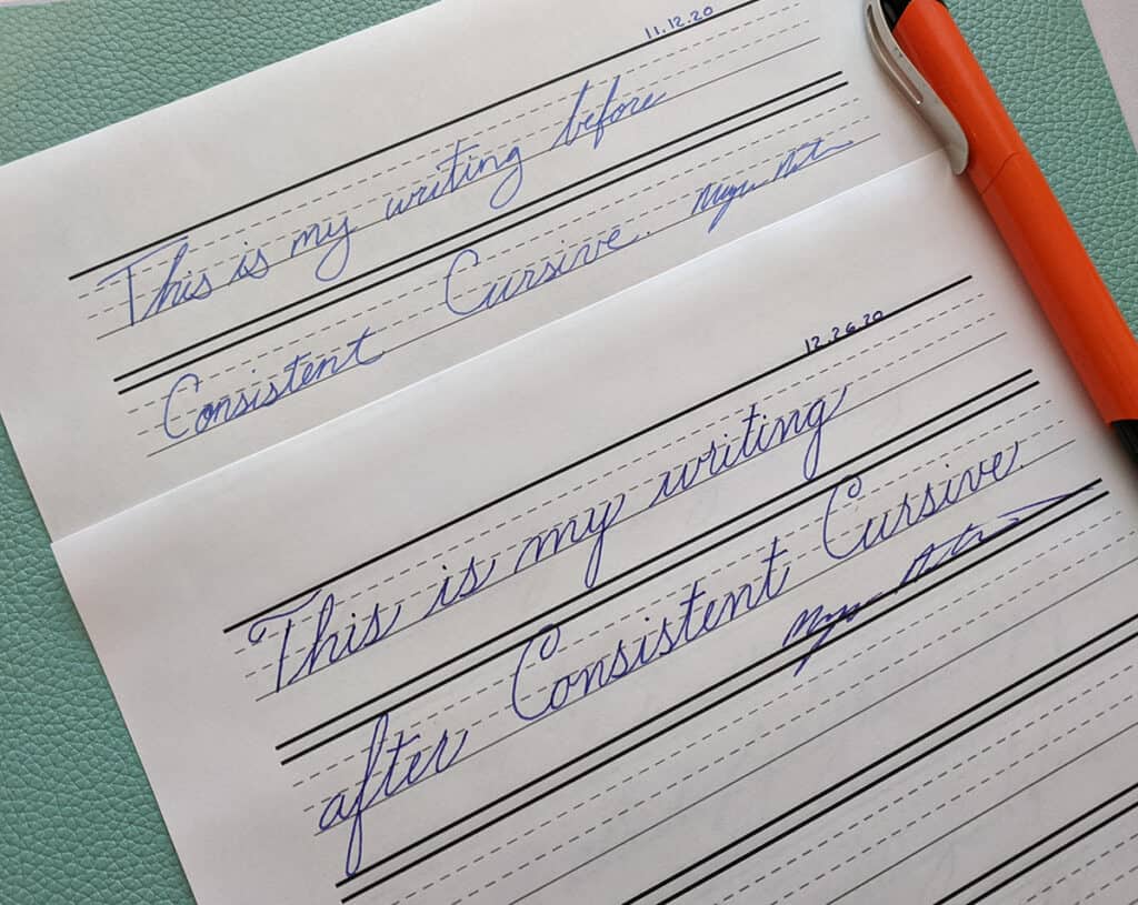 better hand writing before and after image example of improved handwriting.