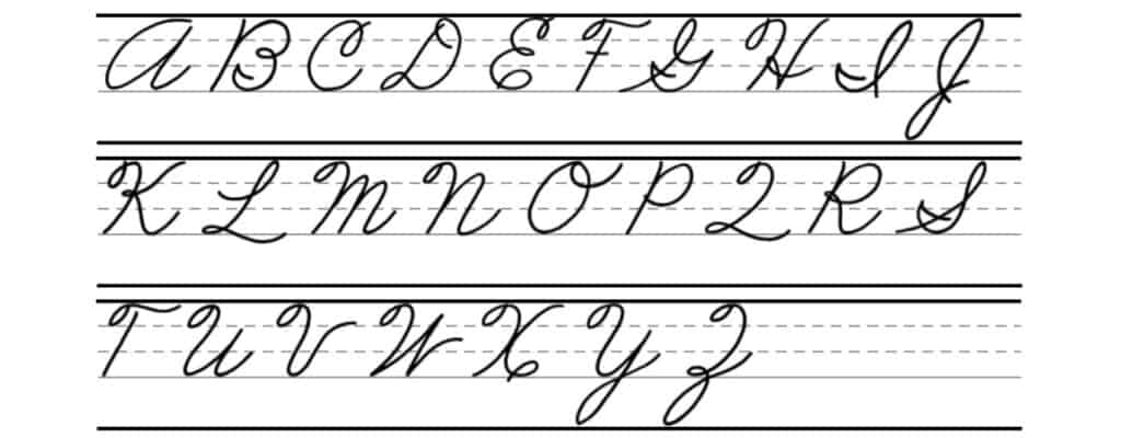 Exemplar of American Cursive Capital Letters