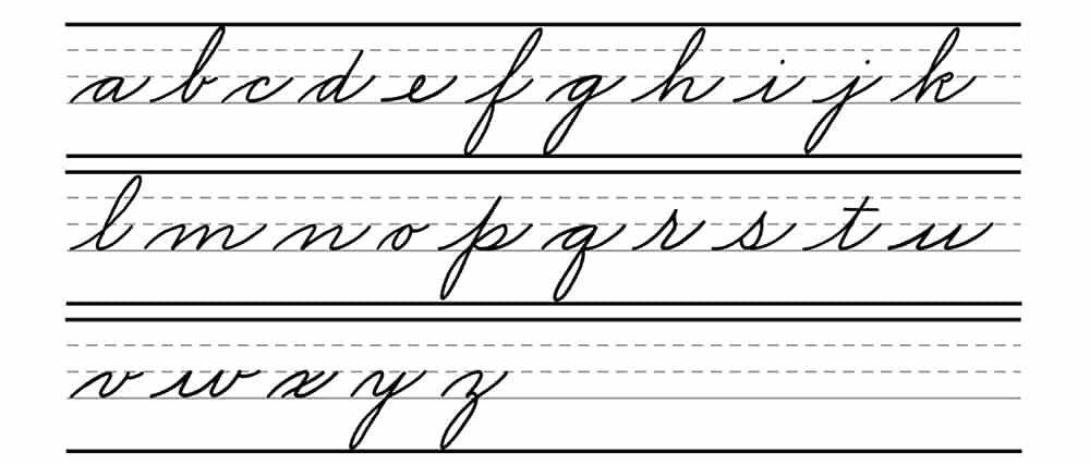 Exemplar of American Cursive Lowercase Letters