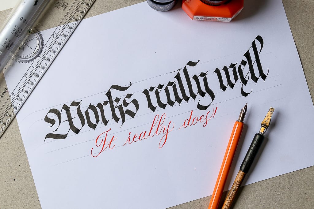 Testing the HP 32 Premium with different calligraphy tools. 
