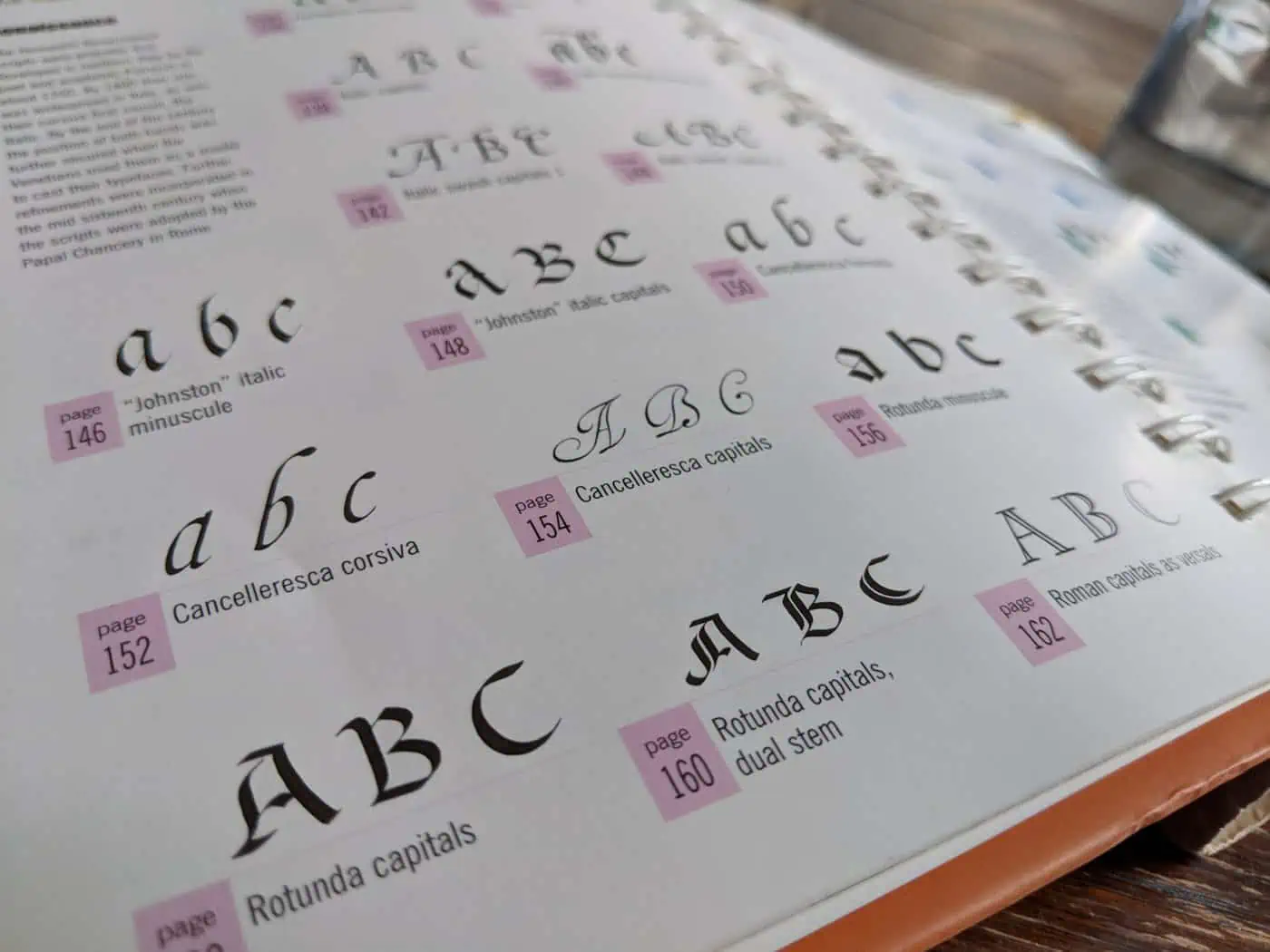 Various calligraphy styles displayed on printed pages.