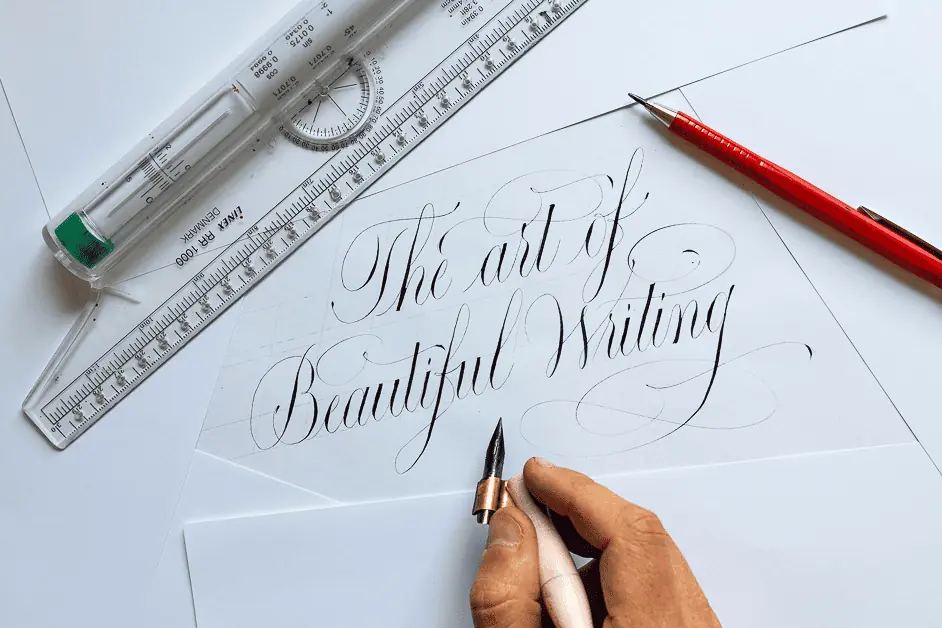 Handwriting practice of beautiful calligraphy art.