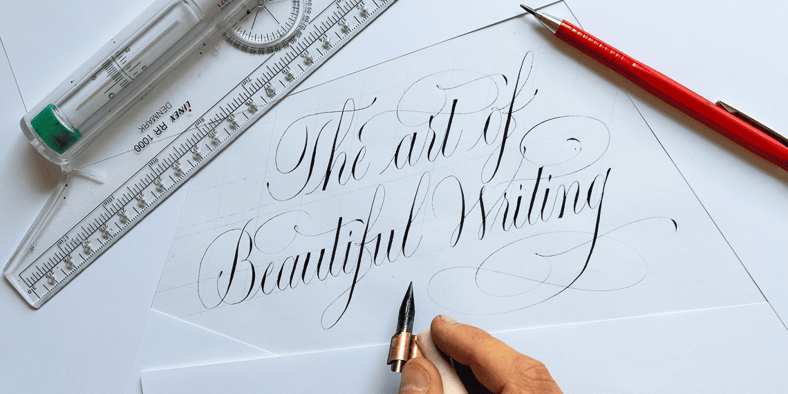 The art of beautiful writing calligraphy written in copperplate.