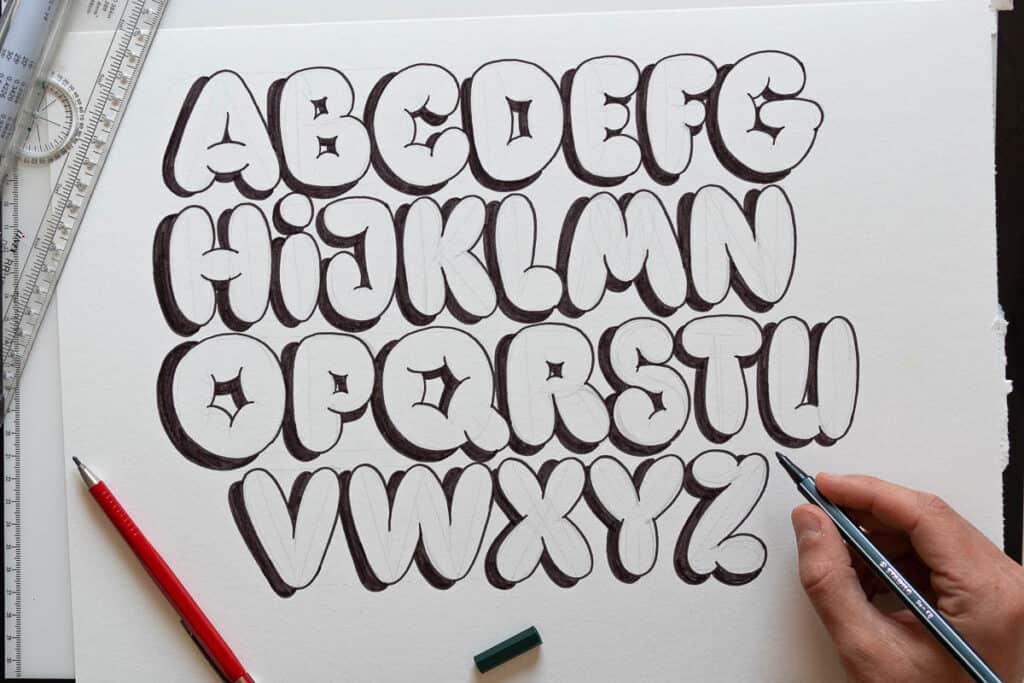 Bubble letters alphabet
