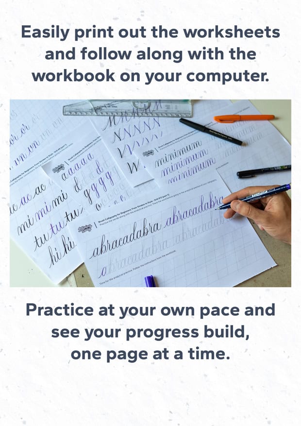 Printable worksheets for handwriting practice.