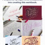 Collage of brush calligraphy practice examples