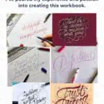Collage of brush calligraphy practice examples