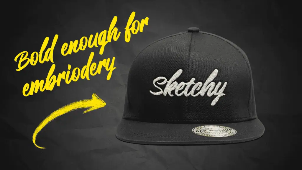 Snapback mockup using the gin & Juice font.