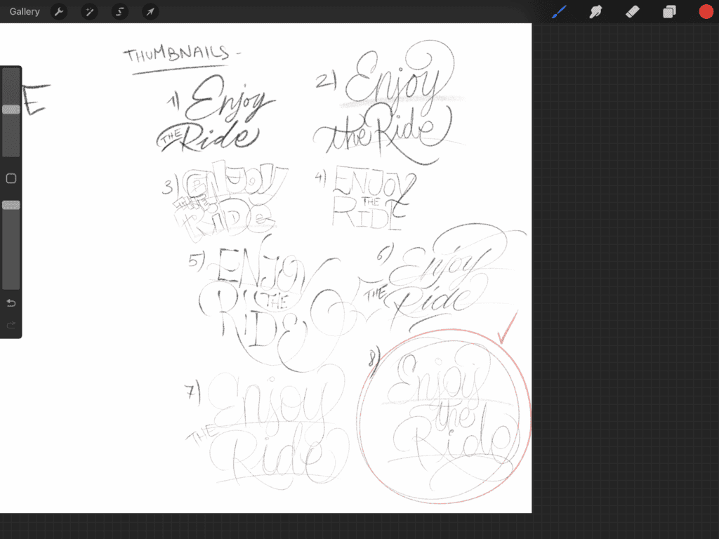 Sketches of the phrase 'Enjoy the Ride'