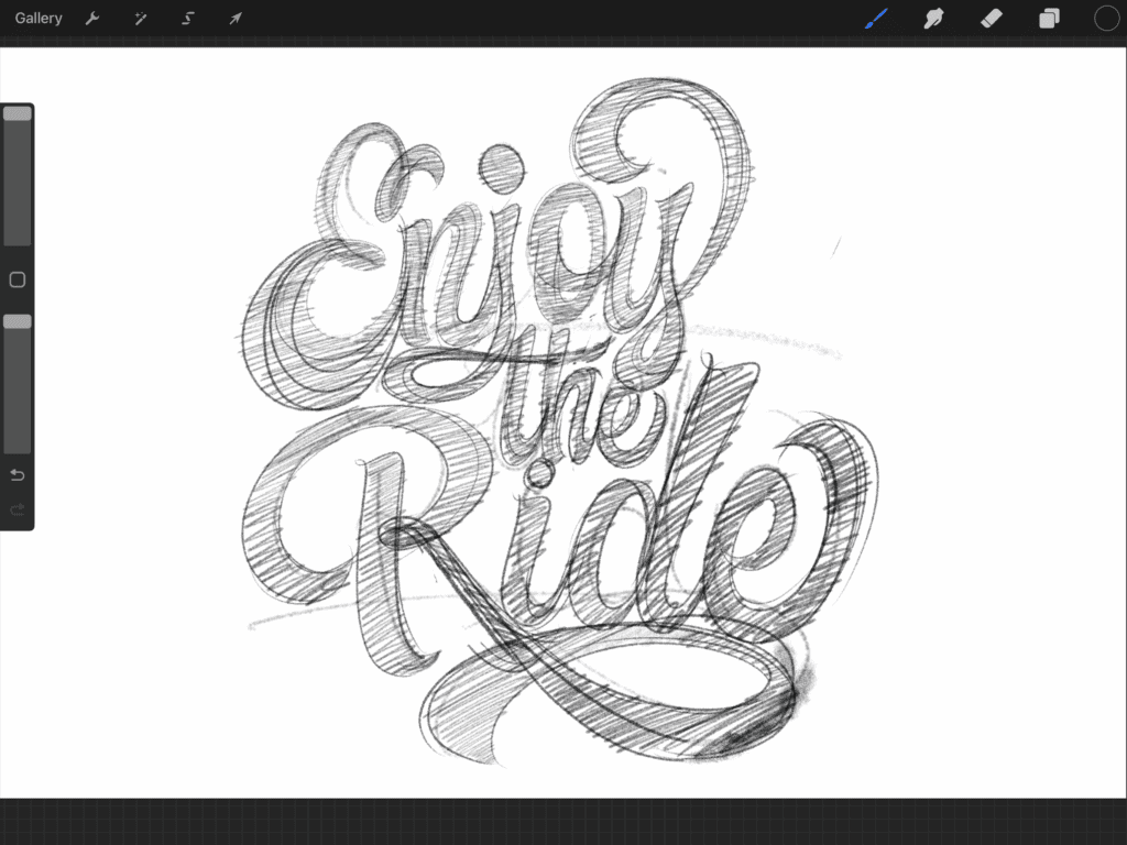 Handwritten sketch saying 'Enjoy the Ride'