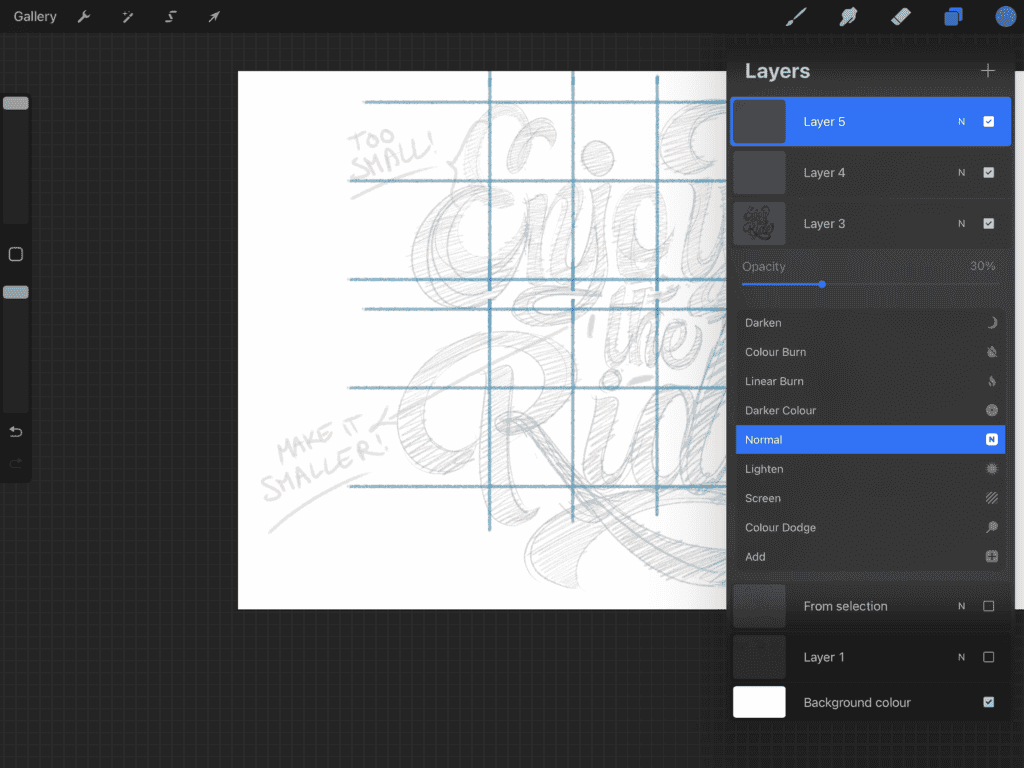 Illustration editing interface with size adjustments