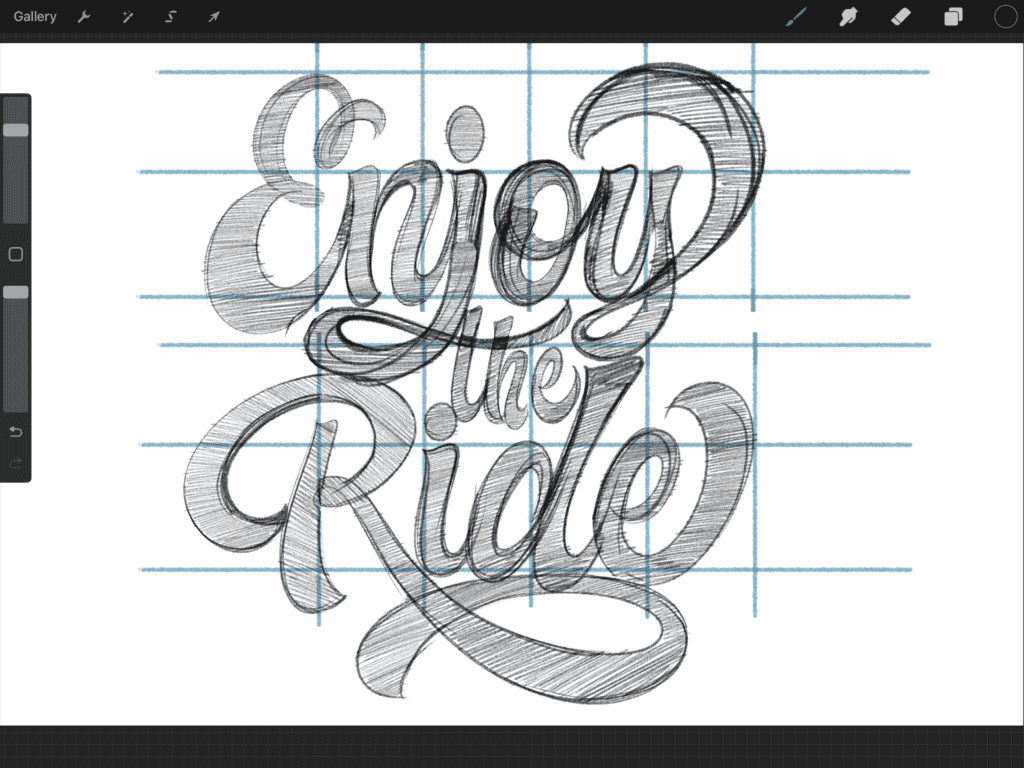 Hand-drawn lettering of 'Enjoy the Ride'